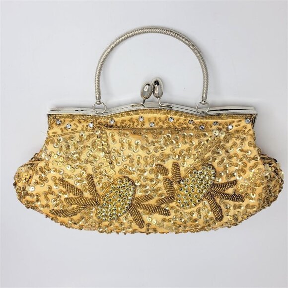 Gold Glitter Evening Clutch Purse - Picture 1 of 13
